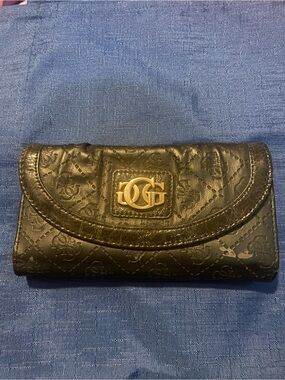 Guess Black Wallet with Gold Hardware